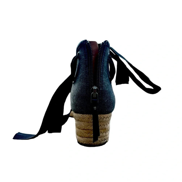 UGG Australia Amell Open Toe Canvas Lace Up Jute Wedge, Dark Gray/Black, Size 8 - Picture 4 of 7